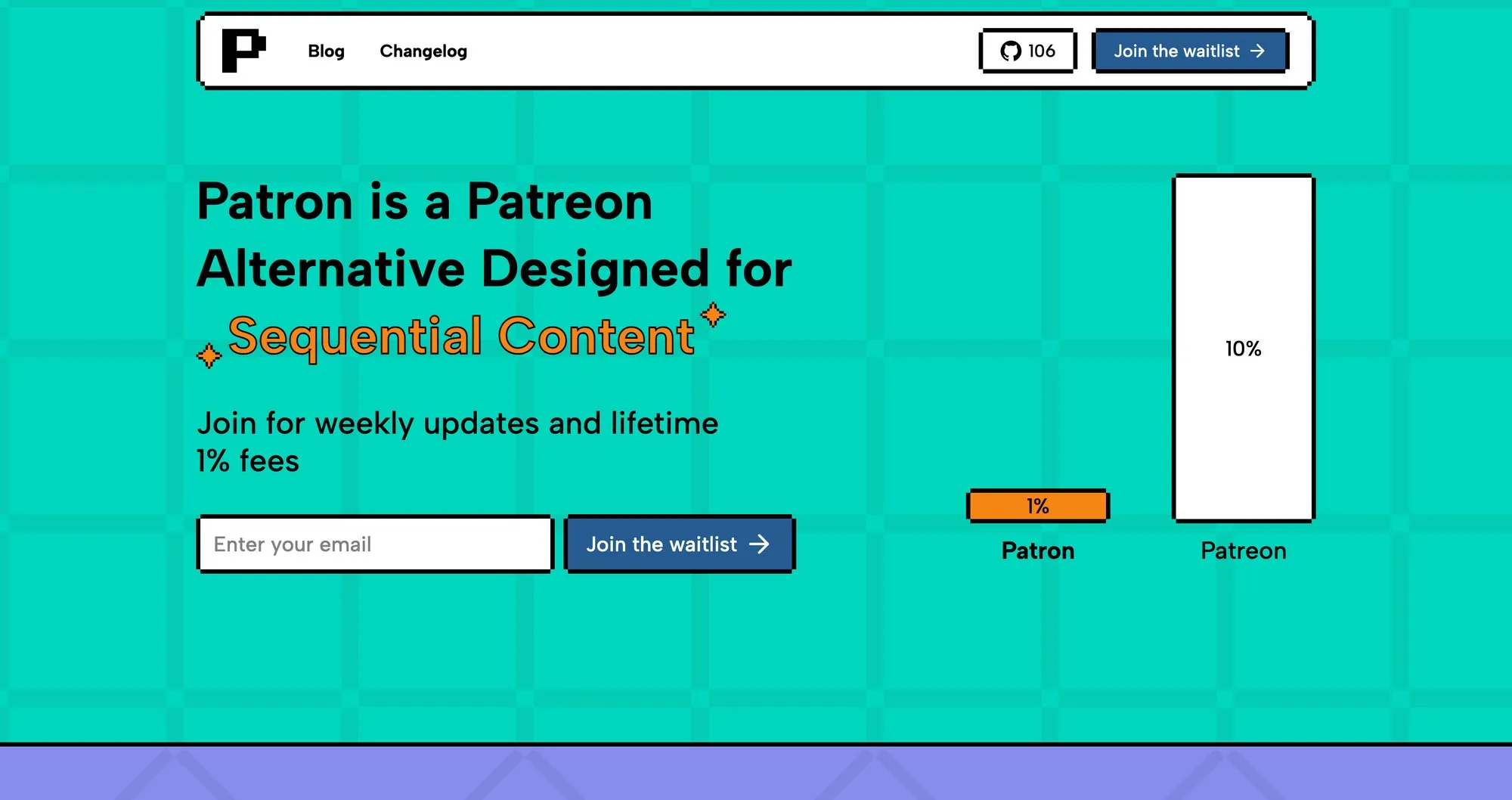 Patron's website's interface