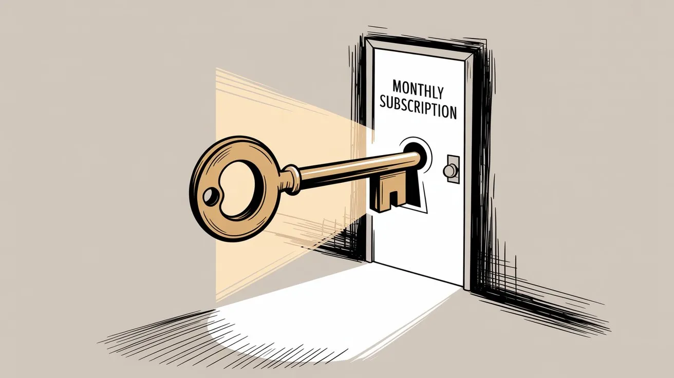 Illustration showing the low barrier to entry for monthly subscriptions with an easy access metaphor