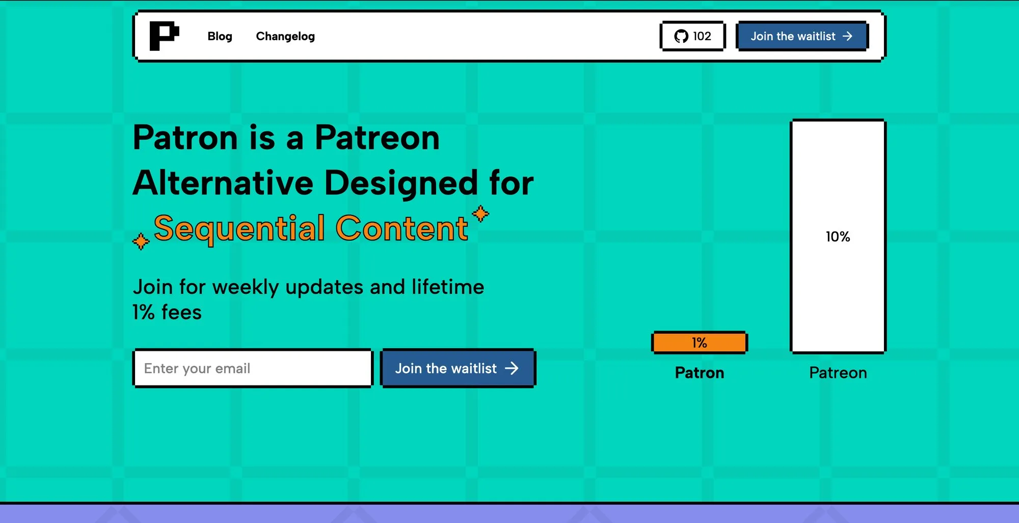 Patron's website's interface