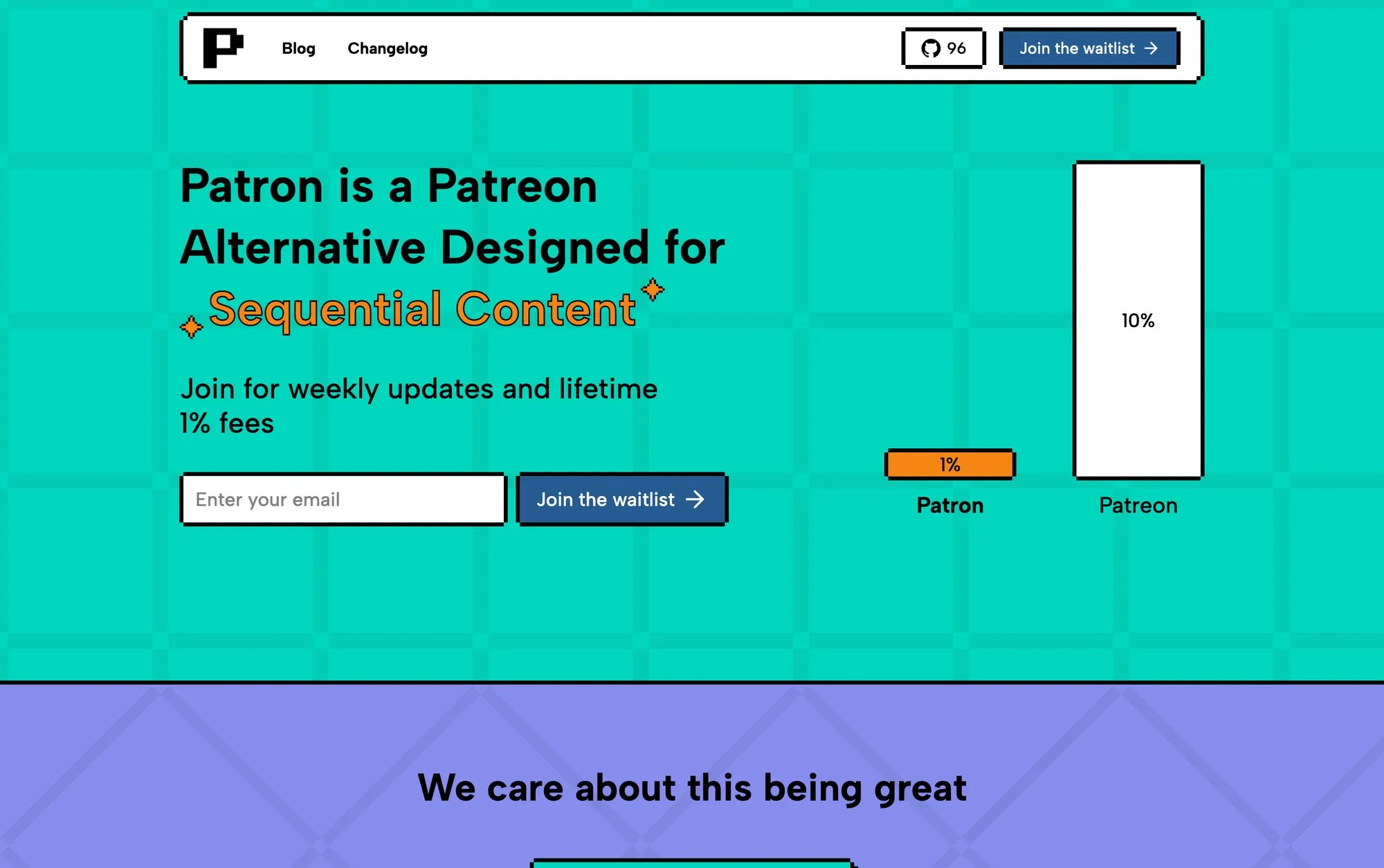Patron's website interface