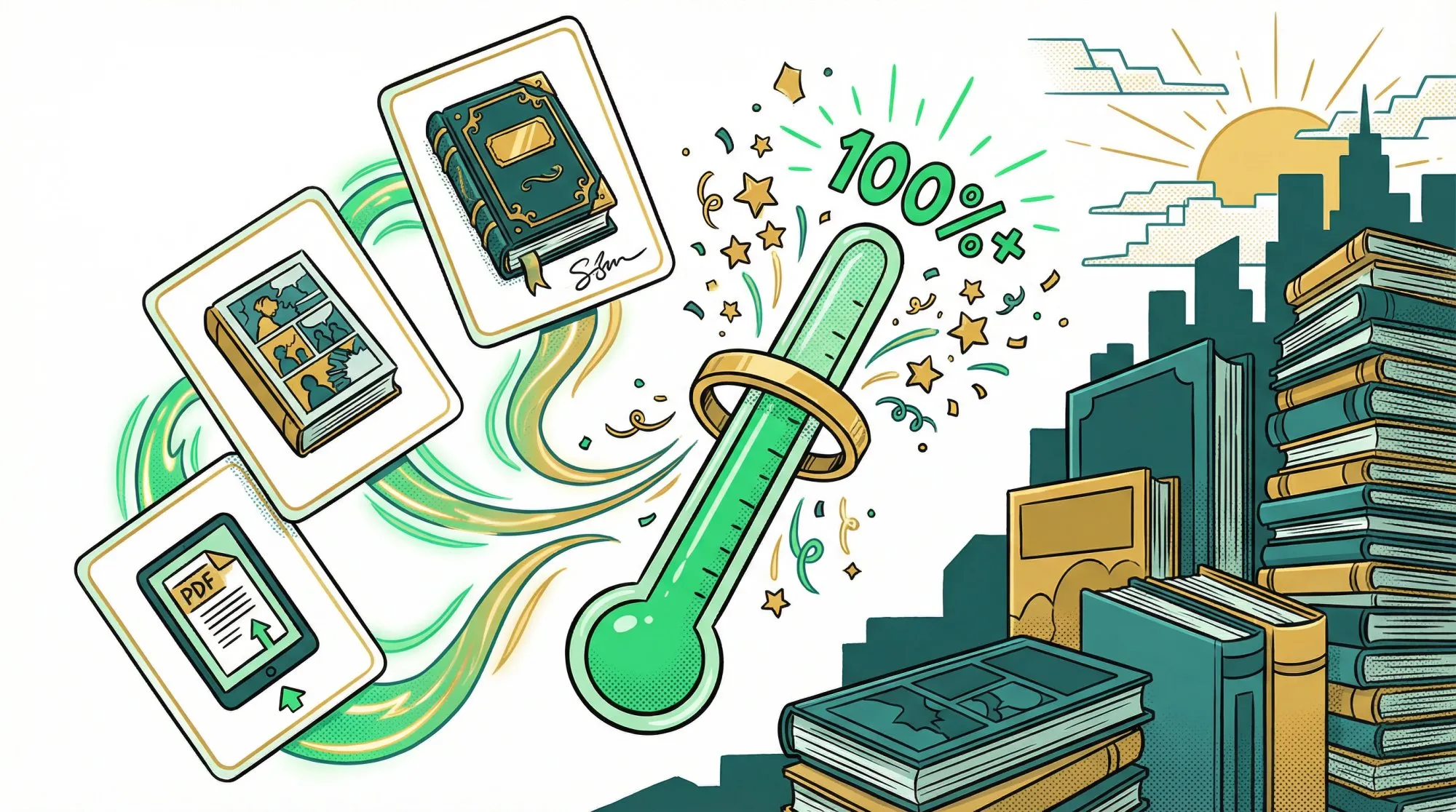 Kickstarter campaign visualization showing crowdfunding reward tiers and funding momentum for webcomic creators
